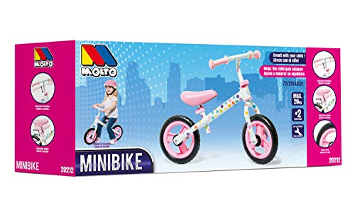 Bicicleta sin Pedales Minibike Molto - sin Casco. con sillín y Manillar Regulables (Rosa)