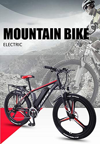 Bicicletas Eléctricas Para Adultos, De Aleación De Magnesio Ebikes Bicicletas Todo Terreno, 26" 36V 350W Extraíble De Iones Litio De La Montaña E-Bici, Para Hombre Ciclo Al Aire Libre ,Rojo,13Ah