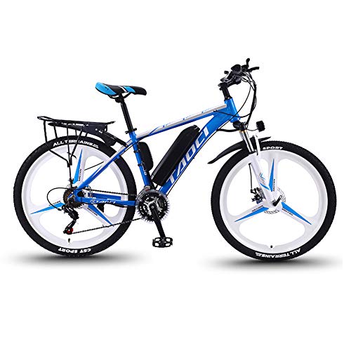 Bicicletas Eléctricas Para Adultos, De Aleación De Magnesio Ebikes Bicicletas Todo Terreno, 26" 36V 350W Extraíble De Iones Litio De La Montaña E-Bici, Para Hombre Ciclo Al Aire Libre ,Azul,13Ah