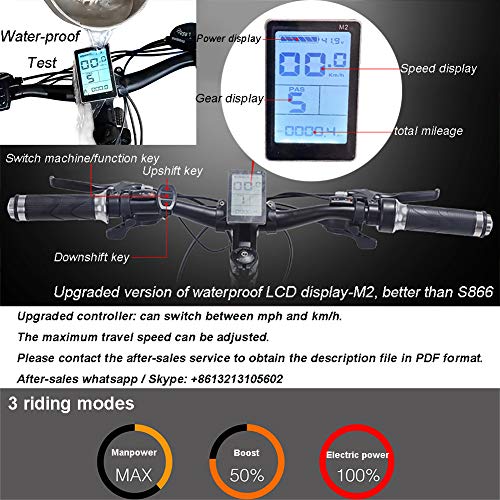 Bicicletas Eléctricas Para Adultos, De Aleación De Magnesio Ebikes Bicicletas Todo Terreno, 26" 36V 350W Extraíble De Iones Litio De La Montaña E-Bici, Para Hombre Ciclo Al Aire Libre ,Azul,13Ah