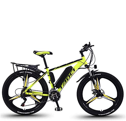 Bicicletas Eléctricas Para Adultos, Para Hombre De Bicicleta De Montaña, De Aleación De Magnesio Ebikes Bicicletas Todo Terreno, 26" 36V 350W Extraíble De Iones De Litio E-Bici,Amarillo,13Ah80Km