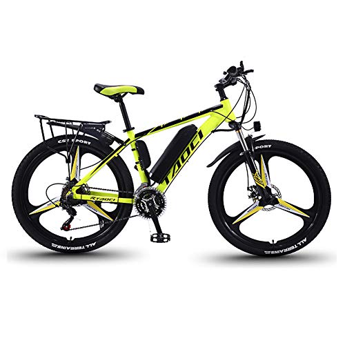 Bicicletas Eléctricas Para Adultos, Para Hombre De Bicicleta De Montaña, De Aleación De Magnesio Ebikes Bicicletas Todo Terreno, 26" 36V 350W Extraíble De Iones De Litio E-Bici,Amarillo,8Ah50Km