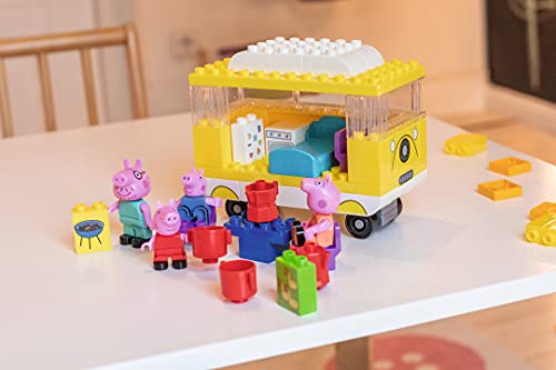 Big- Caravana Camper Bloques de Construcción Pig, 50 Piezas, Incluye Figuras de Peppa y George, Adecuado a Partir de 18 Meses, Color black, 1.59 kg (800057145)