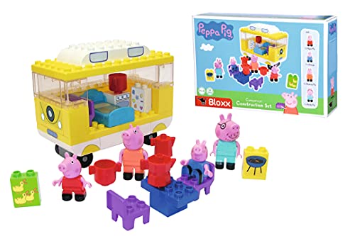 Big- Caravana Camper Bloques de Construcción Pig, 50 Piezas, Incluye Figuras de Peppa y George, Adecuado a Partir de 18 Meses, Color black, 1.59 kg (800057145)