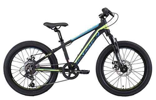 BIKESTAR Bicicleta de montaña Juvenil de Aluminio 20 Pulgadas de 6 a 9 años | Bici niños Cambio Shimano de 7 velocidades, Freno de Disco, Horquilla de suspensión | Negro