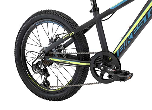 BIKESTAR Bicicleta de montaña Juvenil de Aluminio 20 Pulgadas de 6 a 9 años | Bici niños Cambio Shimano de 7 velocidades, Freno de Disco, Horquilla de suspensión | Negro