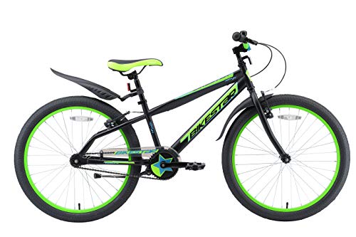 BIKESTAR Bicicleta Infantil para niños y niñas a Partir de 10 años | Bici de montaña 24 Pulgadas con Frenos | 24" Edición Mountainbike Nero Verde