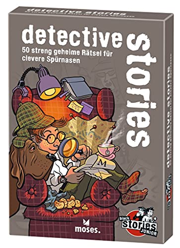 Black Stories Junior - Juego de cartas escolares y detective Stories (incluye 2 pegatinas de salida y 1 póster de ilusión óptica)