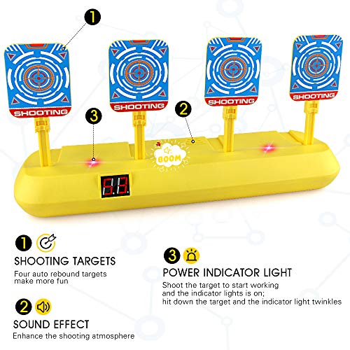 Blasland Objetivo para Pistolas con Restablecimiento Automático, Efectos Inteligentes de Sonido y Luz con 20 Dardos, Juguetes Niños 4 5 6 7 8 9 10 11 12 Años para Regalos Cumpleaños Yellow