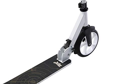 BLUE GORILLAZ Patinete Patineta Scooter Plegable para niños y niñas a Partir de 7 años y Adultos, 205mm Kickscooter Manillar Ajustable, Blanco