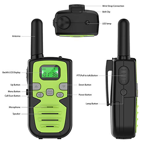 Bobela Walkie Talkie Niños Recargables Walky Talky para Niños 8 Canales de Largo Alcance 3 km VOX con Pantalla LCD retroiluminada y Linterna Regalo para Senderismo Camping Picnic Excursión