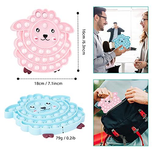 Bohoman 2 Pieazas Juguetes Antiestrés, Pip it Fidget Toy Pop Bubble Fidget Juguetes Antiestres, Juguetes para Aliviar el Eestrés y la Ansiedad para Autismo TDAH Necesidades Especiales(Oveja)