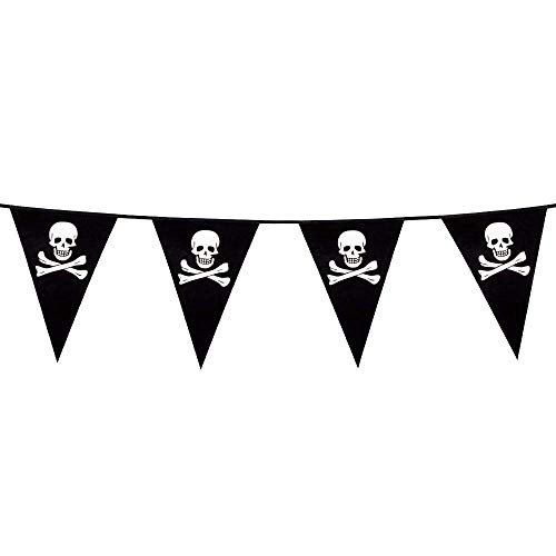 Boland 74160 – Banderines Pirata, Longitud 4 m, diseño de Calavera, decoración para Colgar, Guirnalda, cumpleaños, Fiesta de cumpleaños, Fiesta temática, Carnaval