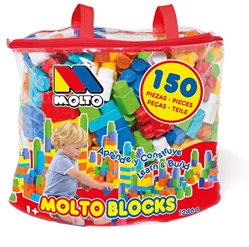 Bolsa Molto Blocks 150 pcs. Juguetes bebés 1 año. Juguete de Bloques construcción para niños y niñas. Juguetes educativos. con Bolsa para Guardar los Blocks