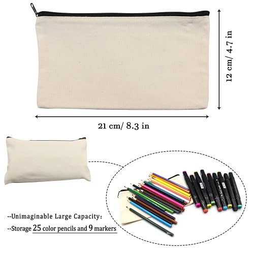 Bolsas de lona vacías con cremallera, 10 unidades, estuche para manualidades, bolsas de sublimación, lienzo blanco, bolsas de cosméticos, bolsas para pintar, manualidades