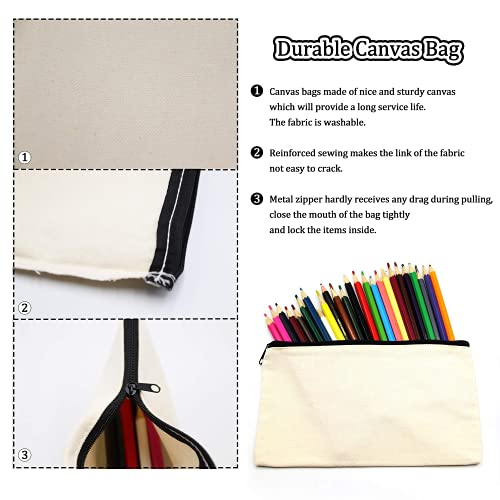 Bolsas de lona vacías con cremallera, 10 unidades, estuche para manualidades, bolsas de sublimación, lienzo blanco, bolsas de cosméticos, bolsas para pintar, manualidades