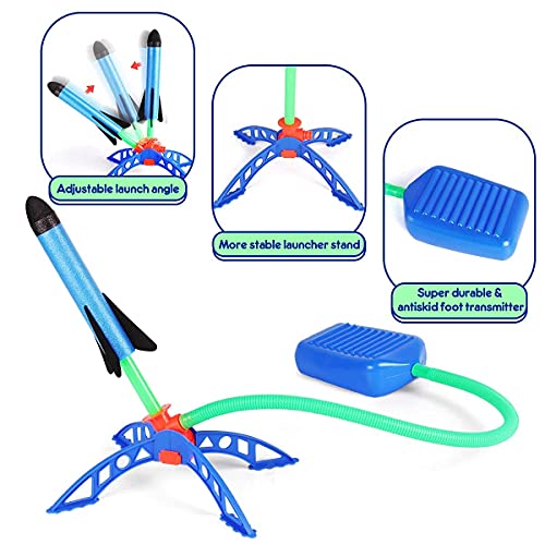 Bonbell Juguete Cohete de Aire, Lanzacohetes de Juguete para Niños, Juguetes al Aire Libre con 6 Cohetes de Espuma, Juguetes de Juegos de Jardín, Regalo para Nniño Niña de 3 a 12 años