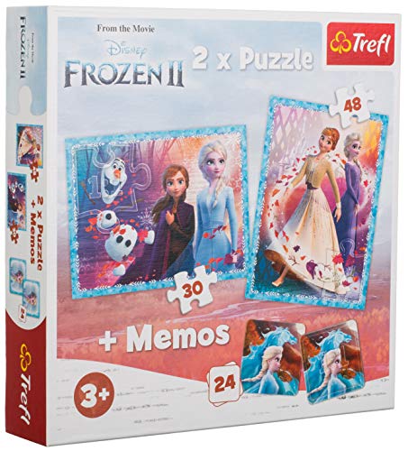 Brandsseller Juego 2 en 1 para niños, 2 puzles, 1 memoria con motivos en el estilo de Frozen 2 de Frozen.