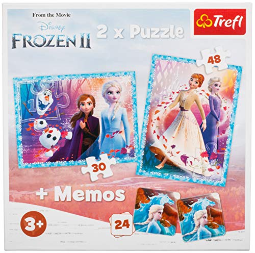 Brandsseller Juego 2 en 1 para niños, 2 puzles, 1 memoria con motivos en el estilo de Frozen 2 de Frozen.