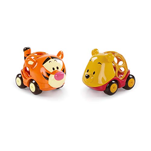 Bright Starts, Disney Baby Pack 2 Vehículos Winnie y Tigger, Colección Oball Go Grippers