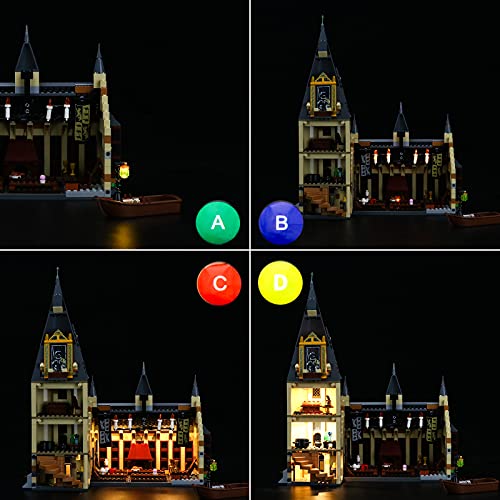 BRIKSMAX Kit de iluminación LED con Control Remoto de Sonido multifunción para Lego Harry Potter Gran Comedor de Hogwarts, Compatible con Lego 75954 - No Incluye el Set Lego