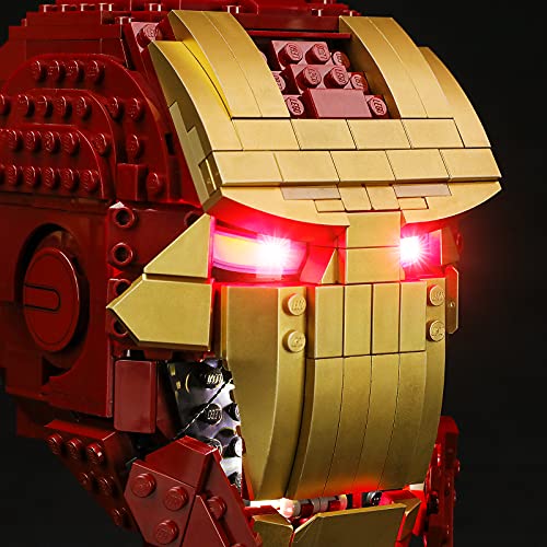 BRIKSMAX Kit de iluminación LED para Lego Marvel Casco de Iron Man - Compatible con Lego 76165 Building Blocks Model- No incluir el Conjunto de Lego（Versión de Control Remoto）