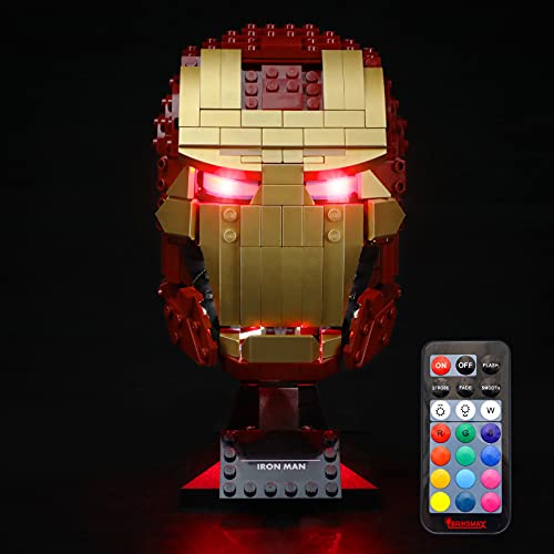 BRIKSMAX Kit de iluminación LED para Lego Marvel Casco de Iron Man - Compatible con Lego 76165 Building Blocks Model- No incluir el Conjunto de Lego（Versión de Control Remoto）