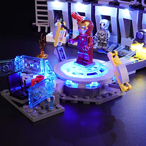 BRIKSMAX Kit de Iluminación Led para Lego Super Heroes Iron Man Sala de Armaduras, Compatible con Ladrillos de Construcción Lego Modelo 76125, Juego de Legos no Incluido