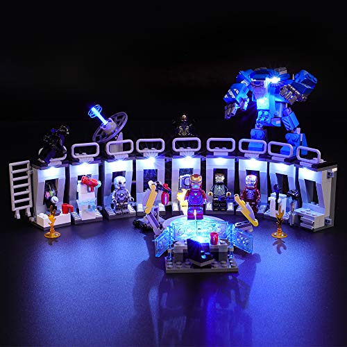 BRIKSMAX Kit de Iluminación Led para Lego Super Heroes Iron Man Sala de Armaduras, Compatible con Ladrillos de Construcción Lego Modelo 76125, Juego de Legos no Incluido