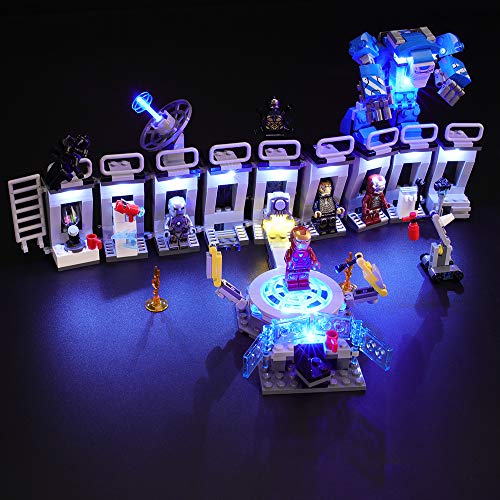 BRIKSMAX Kit de Iluminación Led para Lego Super Heroes Iron Man Sala de Armaduras, Compatible con Ladrillos de Construcción Lego Modelo 76125, Juego de Legos no Incluido