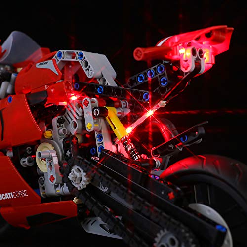 BRIKSMAX Kit de Iluminación Led para Lego Technic Ducati Panigale V4 R,Compatible con Ladrillos de Construcción Lego Modelo 42107, Juego de Legos no Incluido (Versión de Control Remoto)