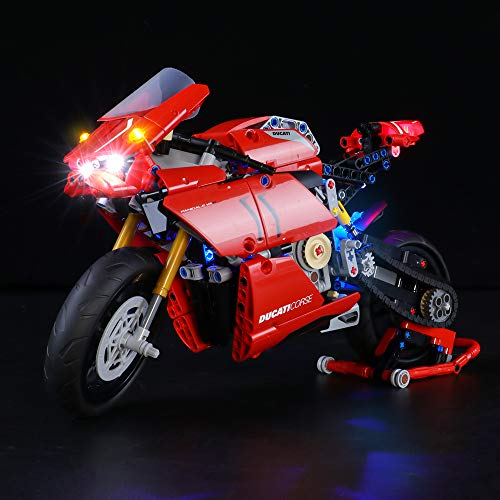 BRIKSMAX Kit de Iluminación Led para Lego Technic Ducati Panigale V4 R,Compatible con Ladrillos de Construcción Lego Modelo 42107, Juego de Legos no Incluido (Versión de Control Remoto)