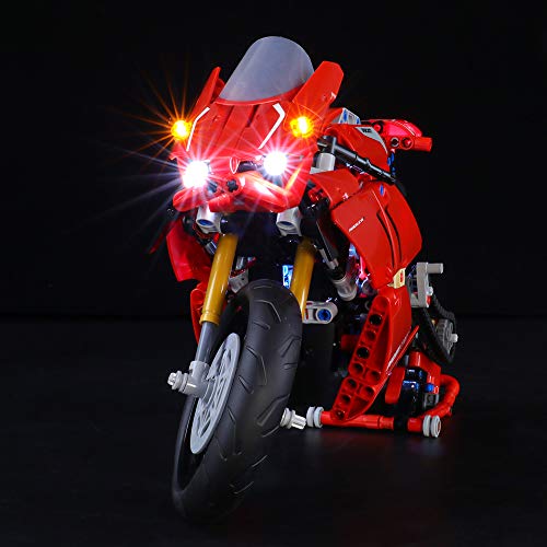 BRIKSMAX Kit de Iluminación Led para Lego Technic Ducati Panigale V4 R,Compatible con Ladrillos de Construcción Lego Modelo 42107, Juego de Legos no Incluido (Versión de Control Remoto)