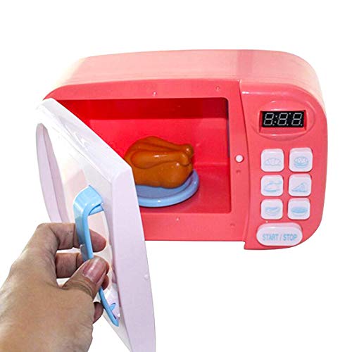 BriskyM Juguete de Microondas Horno Cocina Juguetes con Luz para Niños, Aparatos de simulación Juguetes educativos Comida Cocina electrónica Juguetes para niños y niñas (Rosa, 1)