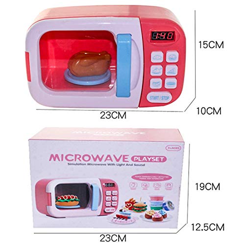 BriskyM Juguete de Microondas Horno Cocina Juguetes con Luz para Niños, Aparatos de simulación Juguetes educativos Comida Cocina electrónica Juguetes para niños y niñas (Rosa, 1)