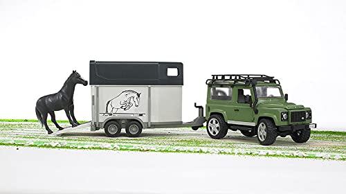 Bruder-02592 Camión de Transporte Caballos Land Rover, Color Negro (Black), 67 Centimeters (2592)