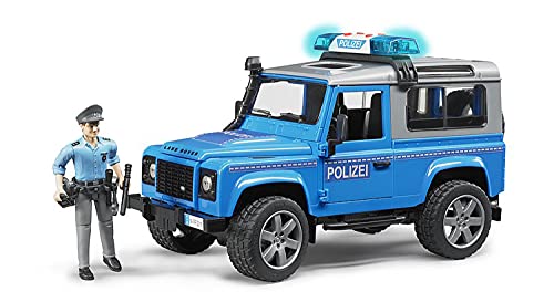 Bruder 02597 - Estación de Land Rover Defender Carro del Coche de policía con la policía y el Equipo, Azul