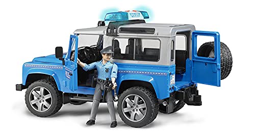 Bruder 02597 - Estación de Land Rover Defender Carro del Coche de policía con la policía y el Equipo, Azul