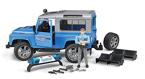 Bruder 02597 - Estación de Land Rover Defender Carro del Coche de policía con la policía y el Equipo, Azul