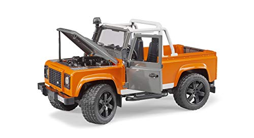 Bruder 2591 - Land Rover Defender Pick Up, color naranja/gris