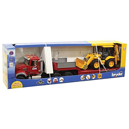 Bruder 2813 - Camión Mack Granite con plataforma y retroexcavadora JCB 4CX , Modelos/colores Surtidos, 1 Unidad