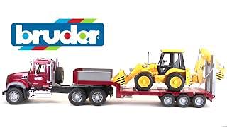 Bruder 2813 - Camión Mack Granite con plataforma y retroexcavadora JCB 4CX , Modelos/colores Surtidos, 1 Unidad