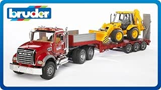 Bruder 2813 - Camión Mack Granite con plataforma y retroexcavadora JCB 4CX , Modelos/colores Surtidos, 1 Unidad