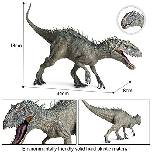 BSTQC Jurassic Indominus Rex, figuras de animales animales silvestres juguete, plástico jurásico Indominus Rex figuras de acción boca abierta dinosaurio mundo animales modelo niño juguete regalo