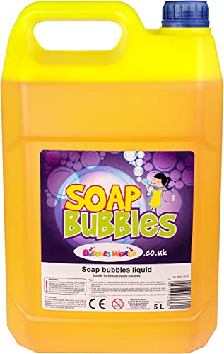 Bubbles World Botella de 5 litro, líquido de jabón para Hacer pompas, Megaburbujas, Gigante Burbujas