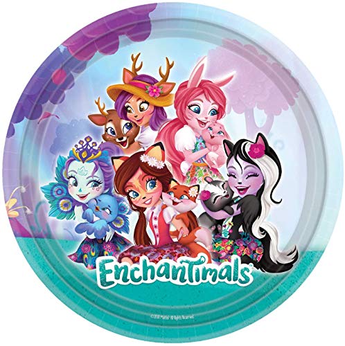 BWR Enchantimals Partyware 8 platos de papel, 8 vasos de papel y 16 servilletas.