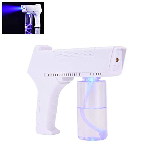 Byakns Pistola de esterilización eléctrica de pistola de desinfección portátil, pistola de vapor de nano de mano con 6 luces fuertes, pistola de rociado nano portátil inalámbrica de 300 ml para el hog