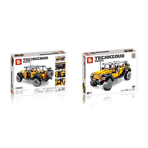 Bybo Bloques de construcción de coche, tecnología todoterreno, modelo para Jeep Wrangler Rubicon, 601 piezas, compatible con Lego