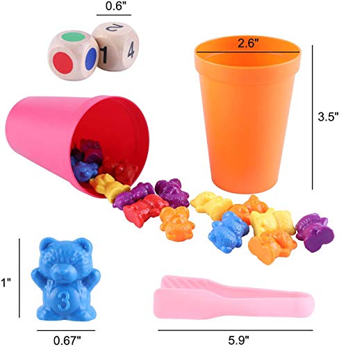 BYBOT 71 Piezas Contando de Osos con Vasos de Clasificación a Juego, Juguetes Educativos de Reconocimiento Stem para Niños Pequeños, Montessori Juego de Combinación de Colores