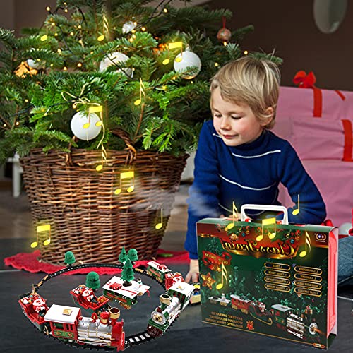 BYNYXI Juego de tren eléctrico de Navidad, tren de Papá Noel, tren de Navidad, minitren, tren de Navidad, tren para niños, Navidad, cumpleaños, motor de juguete